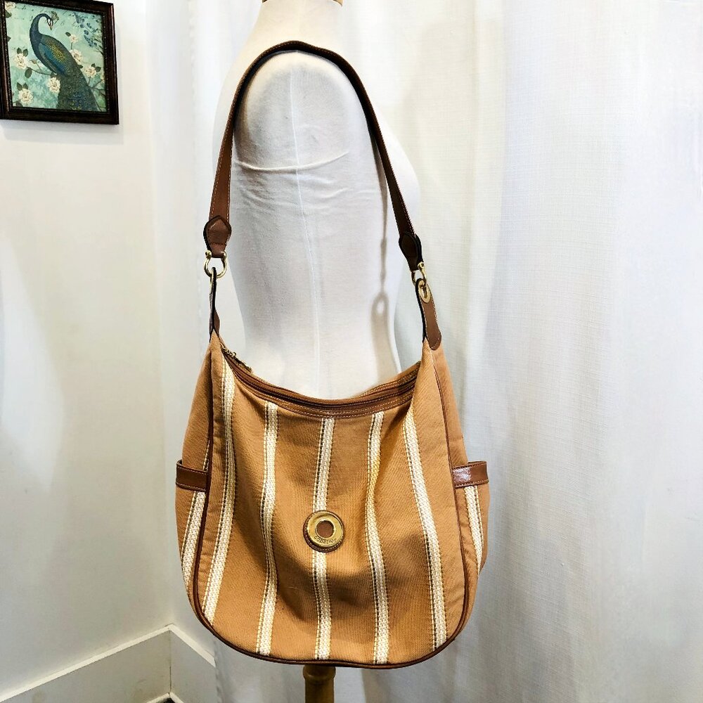 Capezio Striped Canvas Shoulder Bag Vintage 2000s Y2K Accessories